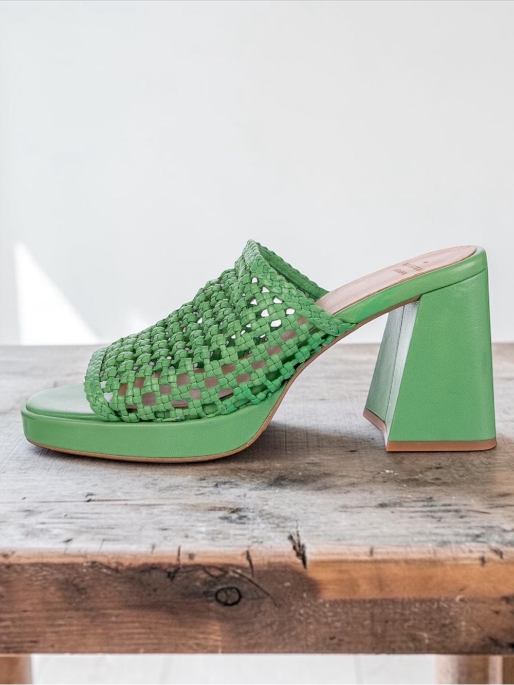 Sézane Annalisa High Mules in Bright Green Smooth Natural Leather FR 41 / US 10 - Picture 4 of 9